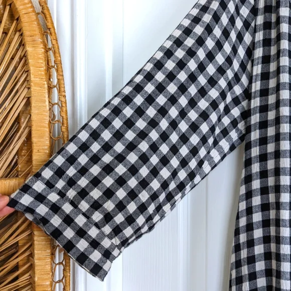 Black and White Gingham Midi Dress with Tassel Tie - Picture 11 of 12